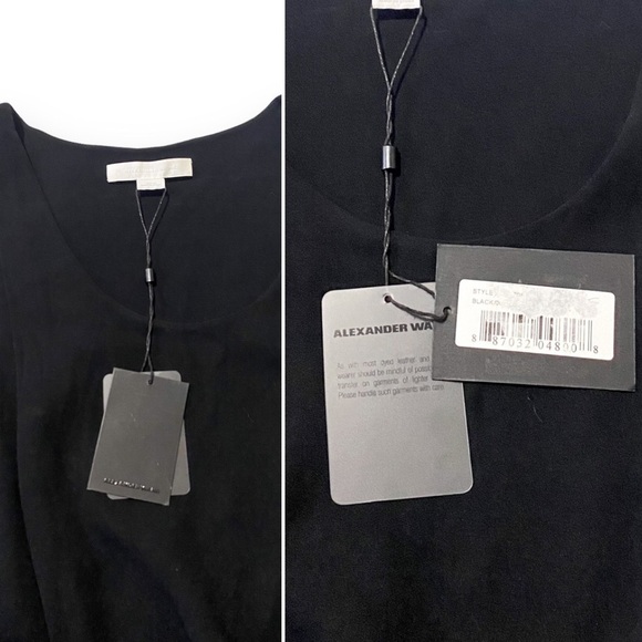 NWT Alexander Wang Black Sheath Dress with Leather Inset, Size 10 - Picture 11 of 15
